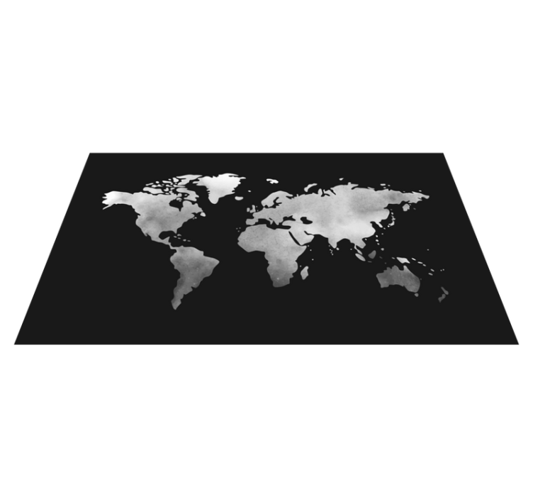 gray metal effect world map vinyl rug - TenStickers