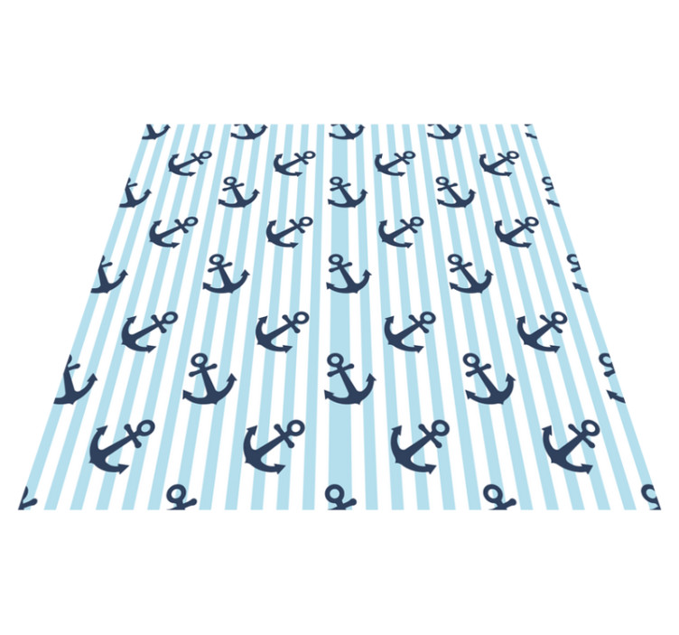Maritime Anchor Motif striped vinyl rug - TenStickers