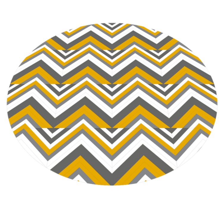 Yellow grey and white zig zag circular rug - TenStickers