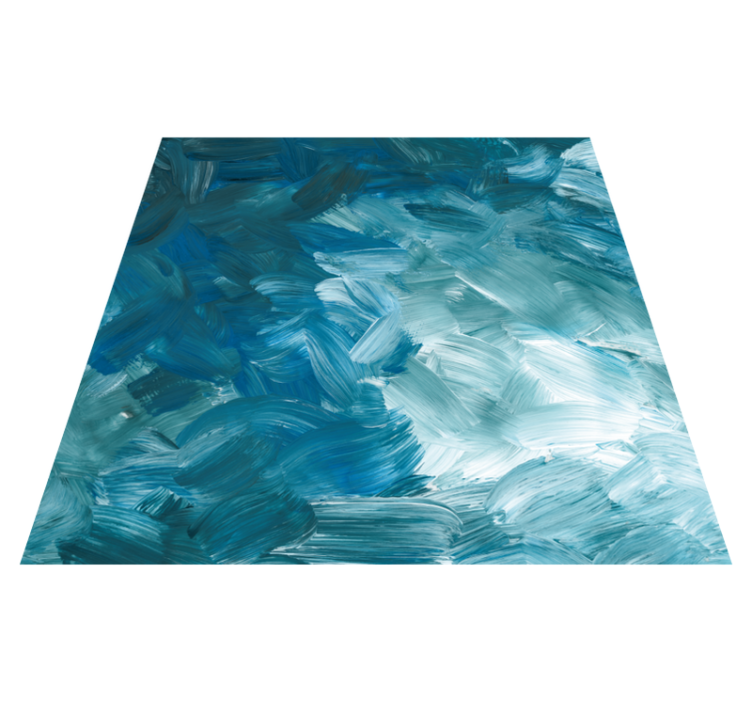 Blue abstract brush stroke square vinyl rug - TenStickers