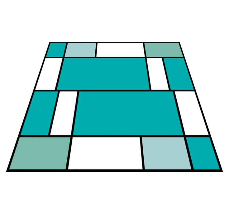 Blue Mondrian tiles geometric vinyl rug - TenStickers