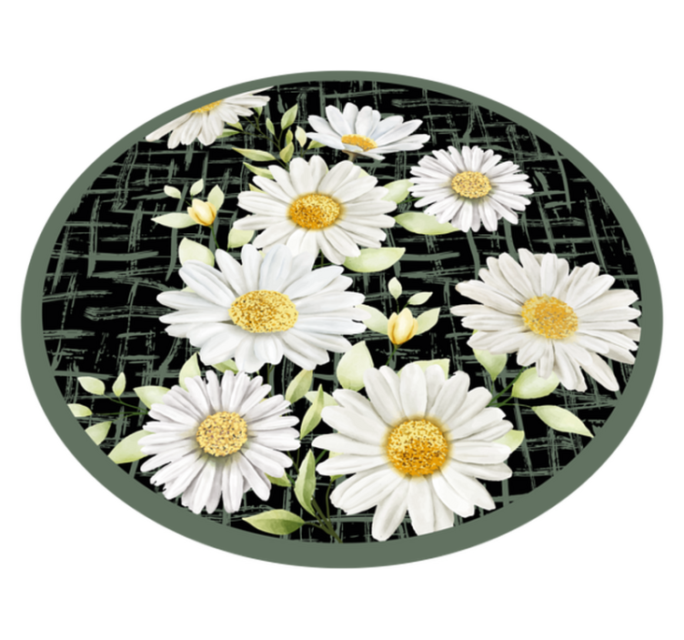 Realistic daisies on stripe pattern floral rug - TenStickers