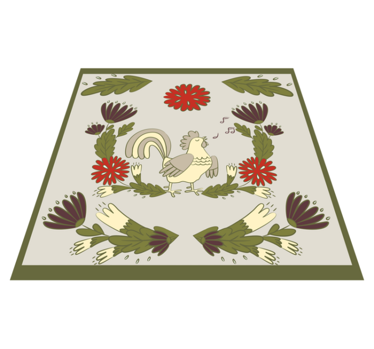 Folklore rooster animal vinyl rug - TenStickers