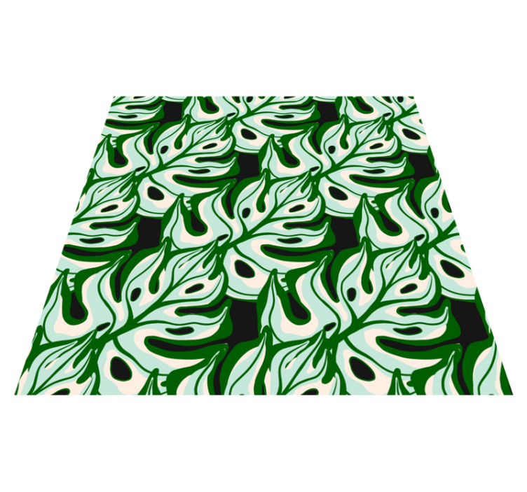 Black and green splashy flora pattern vinyl rug - TenStickers
