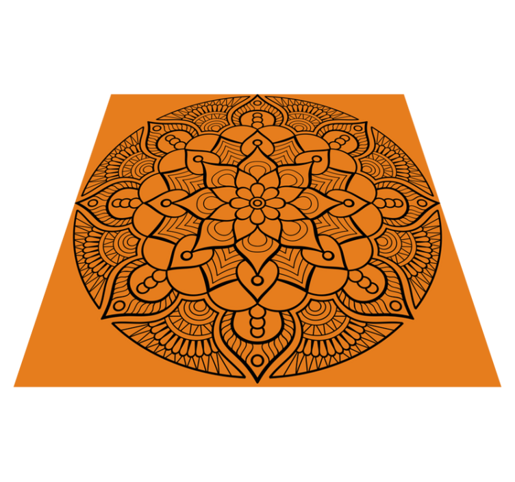Mandala vinyl rug in orange mandala pattern - TenStickers
