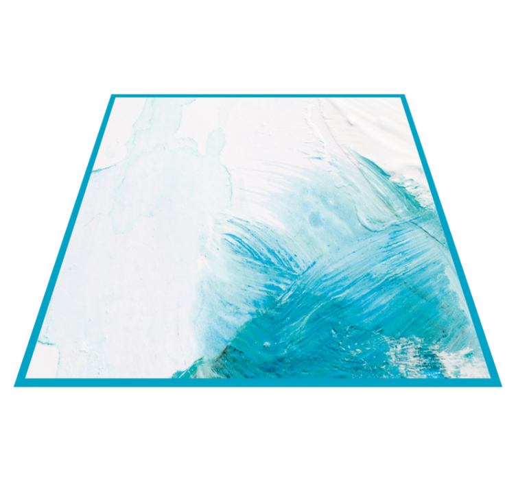 Aqua brush strokes textured vinyl rug - TenStickers