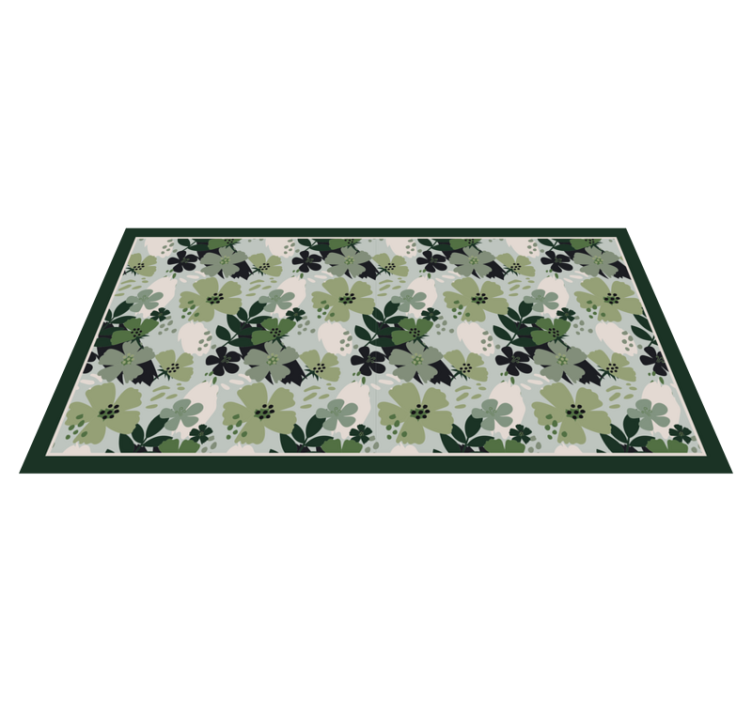 Green tones leaves floral pattern floral rug - TenStickers