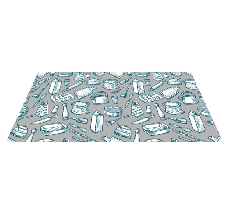 Cooking Utensils Pattern kitchen vinyl rug - TenStickers