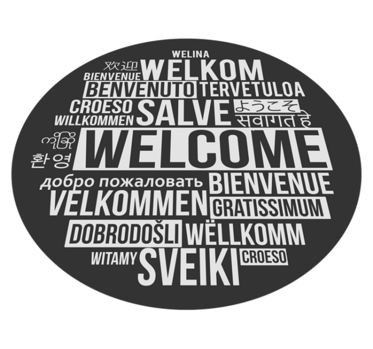 Greeting different language entrance hall vinyl rug - TenStickers