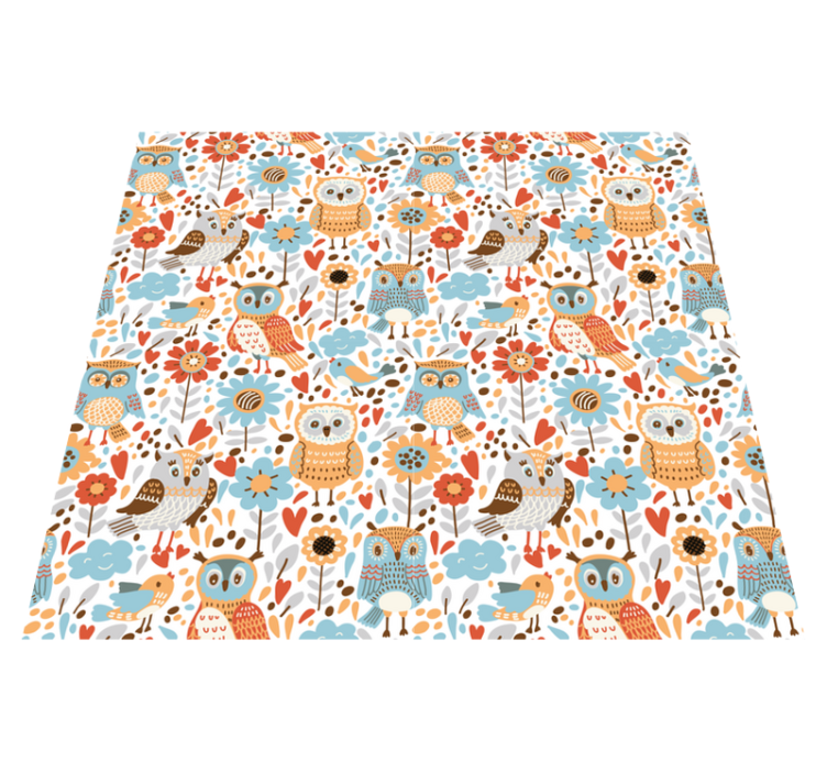 Charming owl pattern animal vinyl rug - TenStickers
