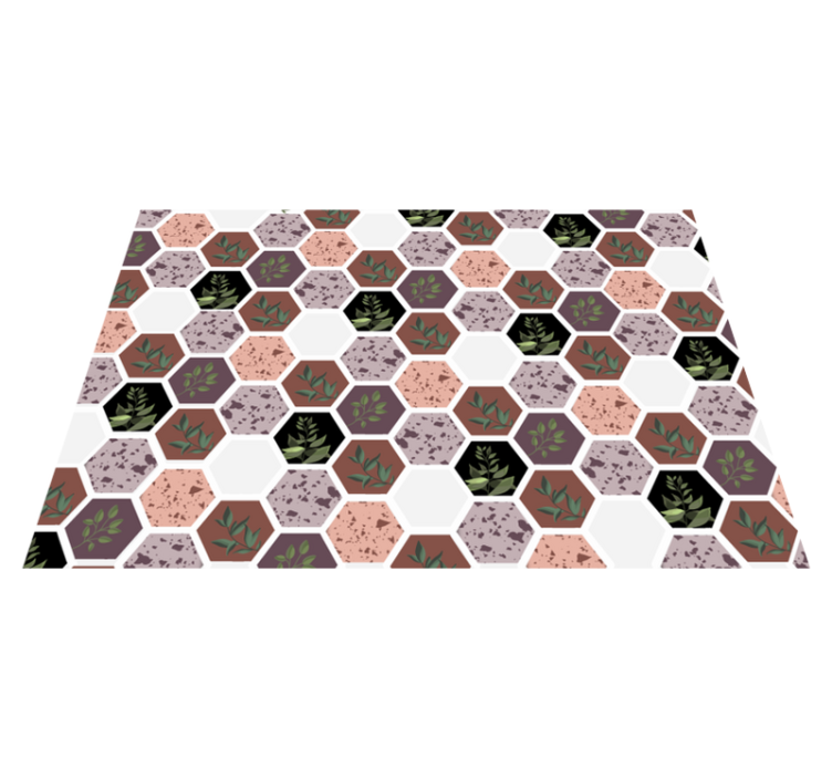 Hexagonal Leaf Pattern nature vinyl rug - TenStickers