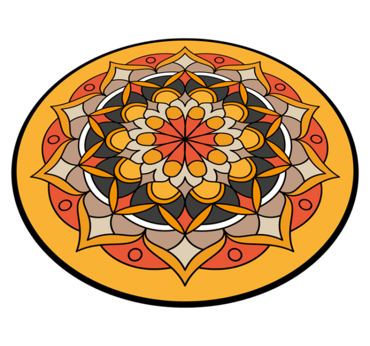 Orange mandala with flower mandala vinyl rug - TenStickers