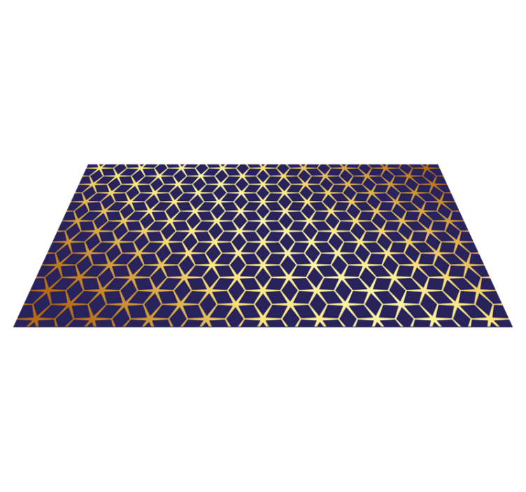 Navy blue with golden lines pattern modern rug - TenStickers