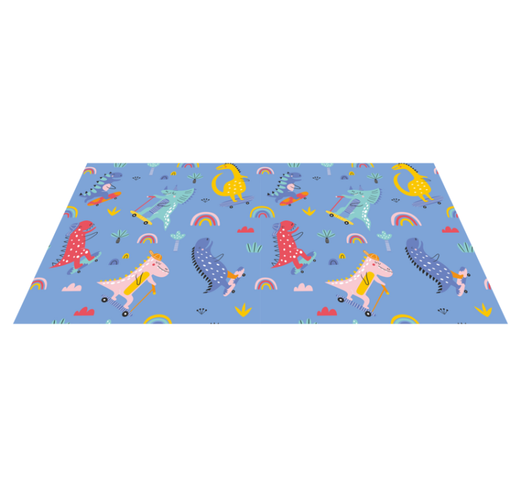 Colorful Dinosaur adventure kids vinyl rug - TenStickers