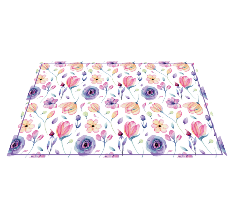 Floral vinyl rug in floral watercolor pattern - TenStickers