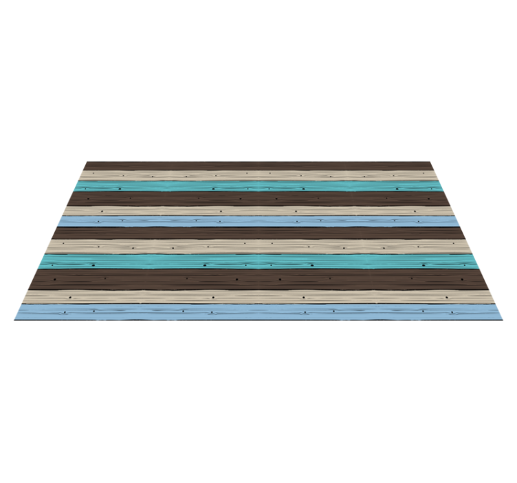 Blue and brown stripes wood effect vinyl rug - TenStickers