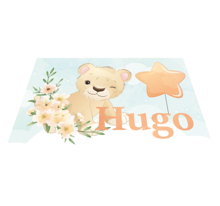 Cute lion for boy with name rectangular rug - TenStickers