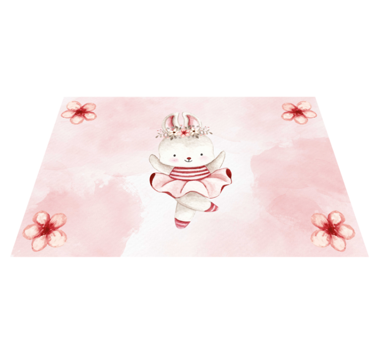 Ballet Bunny Illustration kids vinyl rug - TenStickers