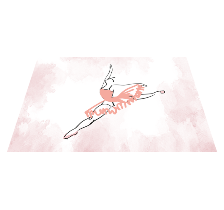 Ballerina dancing line art kids vinyl rug - TenStickers