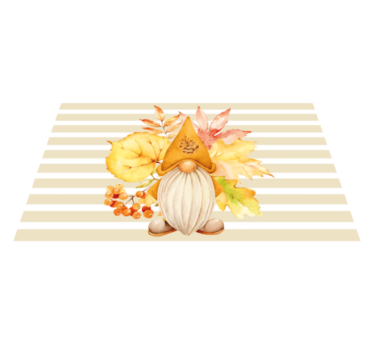 Autumn Gnome Charm striped vinyl rug - TenStickers