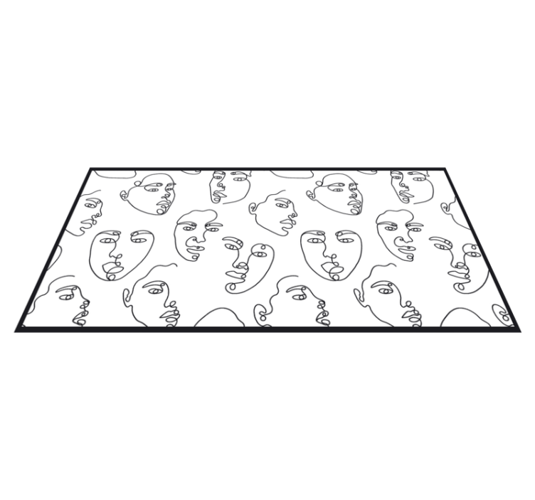 Line art faces pattern minimal rug - TenStickers