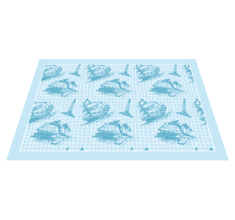 Coastal Theme Motifs bathroom vinyl rug - TenStickers