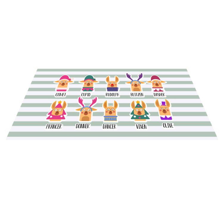 Reindeer Character Collection Christmas vinyl rug - TenStickers