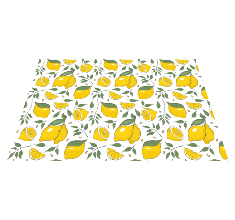 Lemon floral pattern kitchen vinyl rug - TenStickers