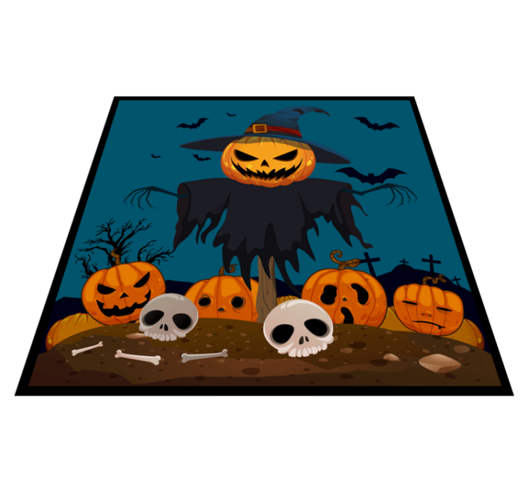 Haunting Pumpkin Scene halloween vinyl rug - TenStickers