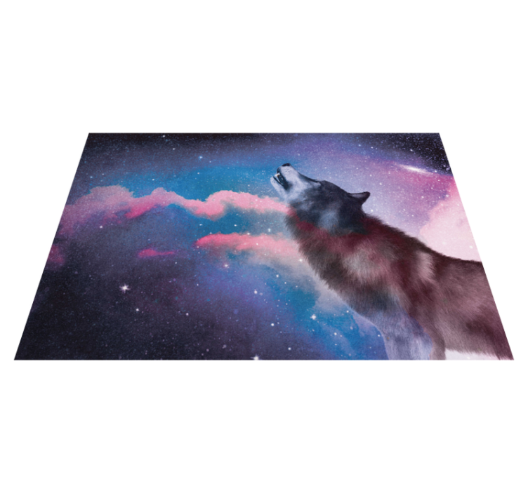 Cosmic wolf howl animal vinyl rug - TenStickers