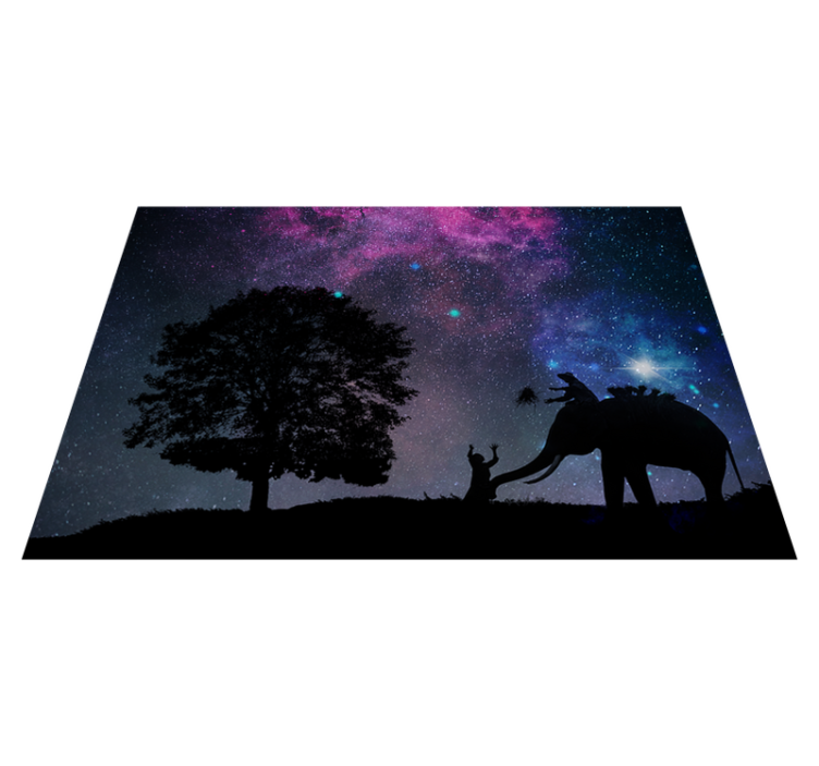 Cosmic elephant adventure animal vinyl rug - TenStickers