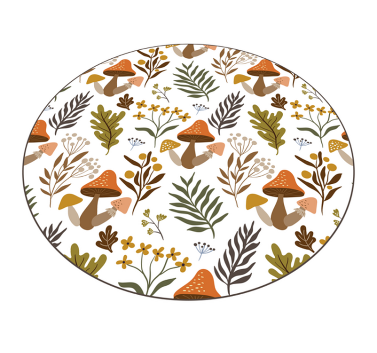 Delightful mushroom motif floral vinyl rug - TenStickers