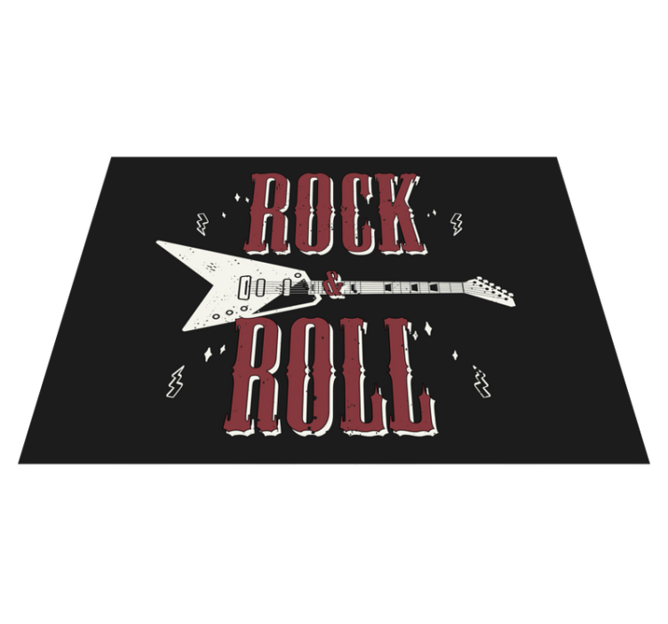 Rock n' Roll with guitar design bedroom rug - TenStickers