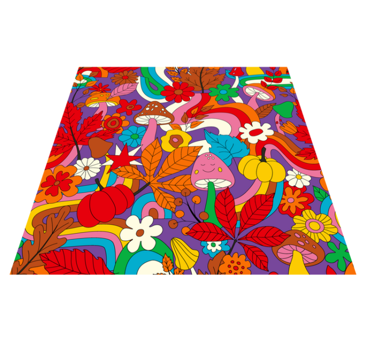 Vibrant botanical illustration floral vinyl rug - TenStickers