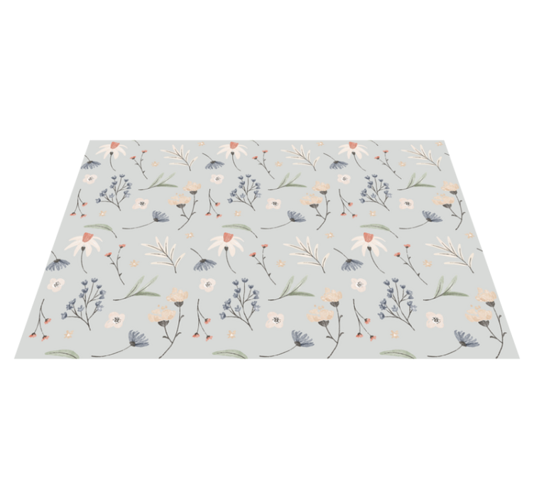 Floral leaf illustration floral vinyl rug - TenStickers