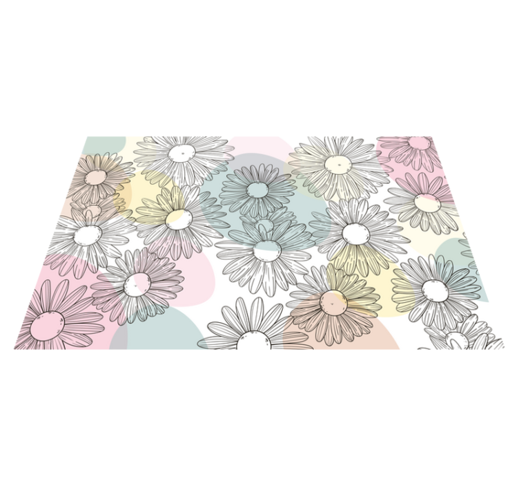Aquarella daisy design floral vinyl rug - TenStickers