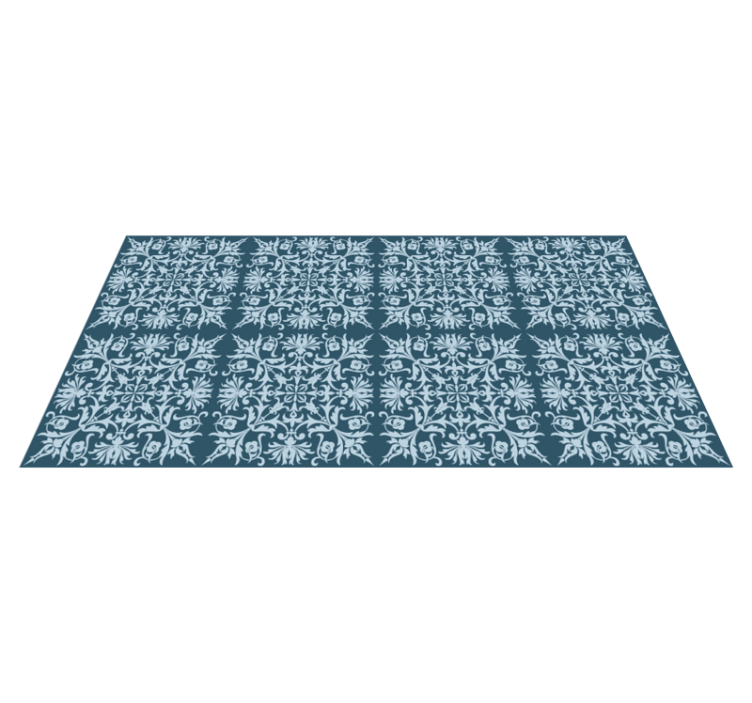 Floral Pattern Blueprint tile vinyl rug - TenStickers