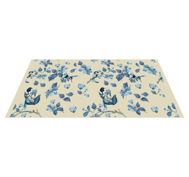 Floral vinyl rug with blue floral highlights - TenStickers