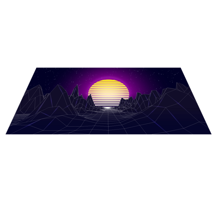 80s style mountains with the sun vintage rug - TenStickers