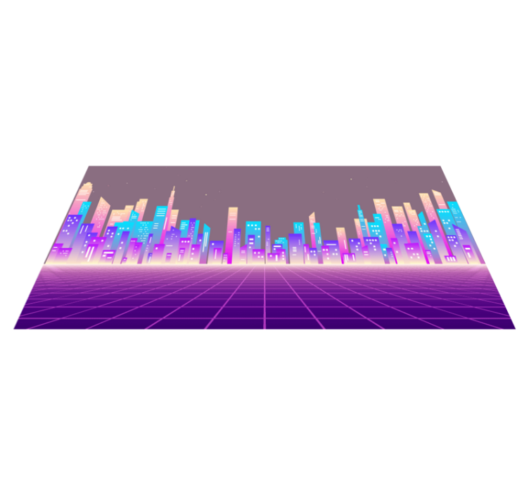Neon Cityscape Horizon modern vinyl rug - TenStickers