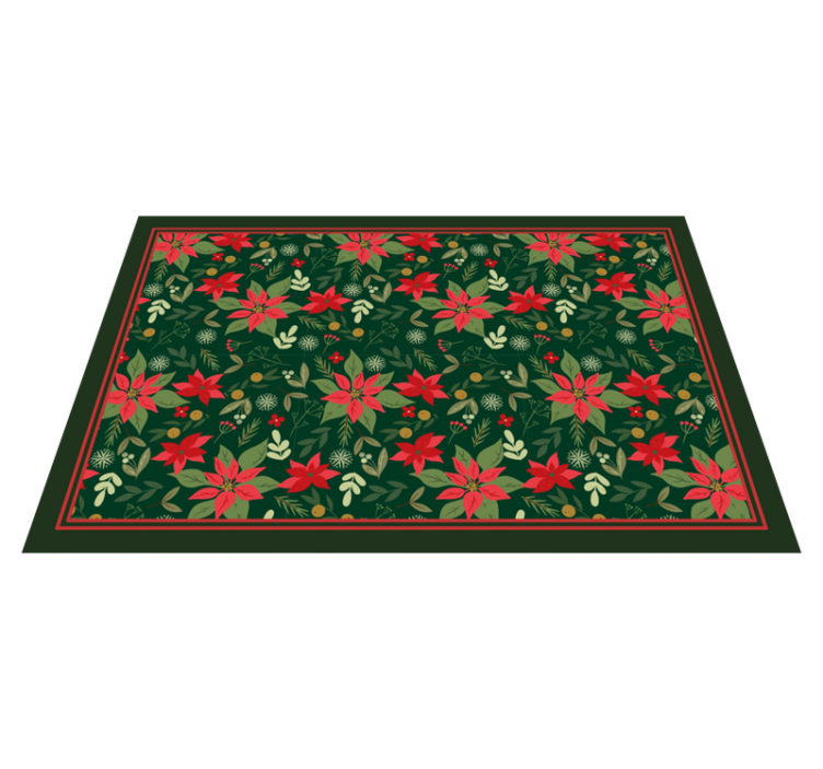Festive Poinsettia Pattern Christmas carpet runner - TenStickers