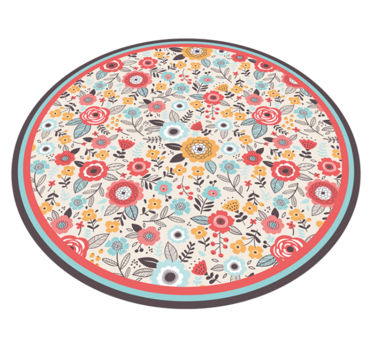 Floral Circular Design flower rug - TenStickers