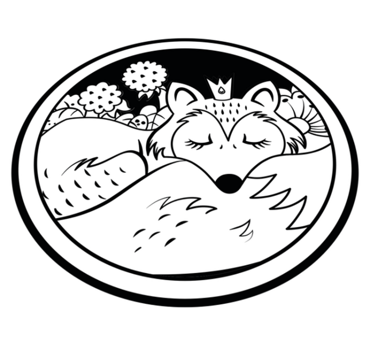 Sleeping Fox Circle animal mat - TenStickers