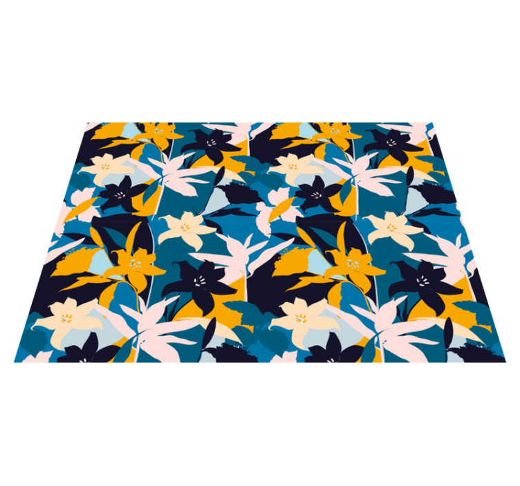 Floral Motif floral vinyl rug - TenStickers
