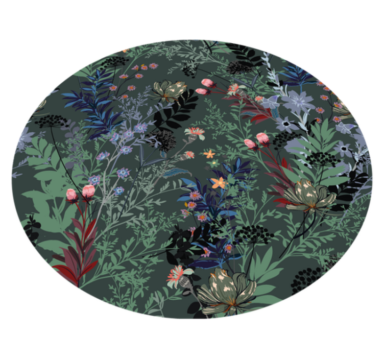 Dark Leaves pattern floral rug - TenStickers