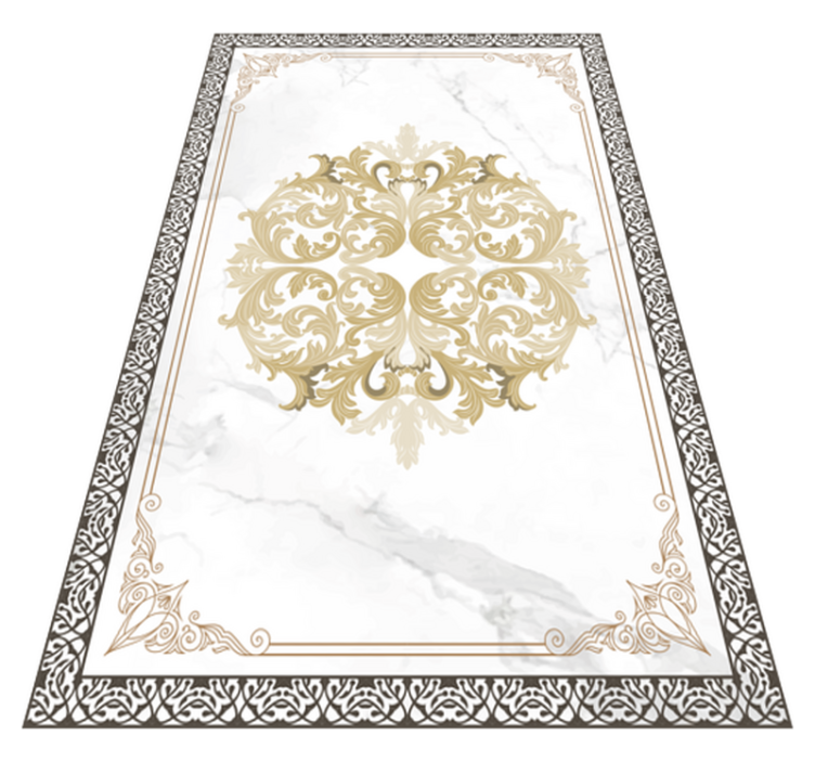 Elegant Gold Flourish marble vinyl rug - TenStickers