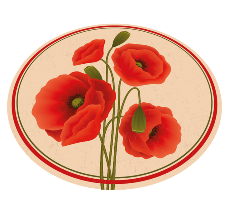 red poppies floral rug - TenStickers
