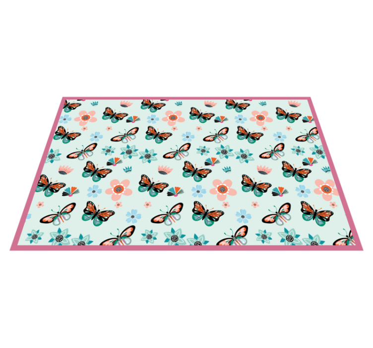 flowers and butterflies bedroom rug - TenStickers