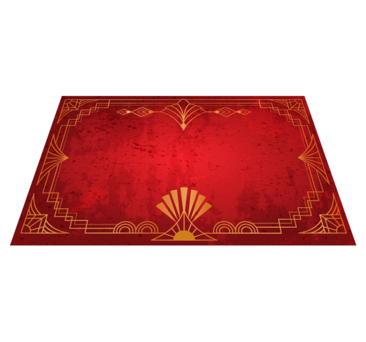 Golden pattern border red vinyl rug - TenStickers