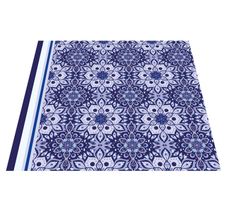 Vintage floral design blue vinyl rug - TenStickers